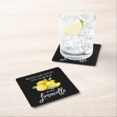 Pinselschrift Black Watercolor Lemons Limoncello Rechteckiger Pappuntersetzer (Vor Ort)