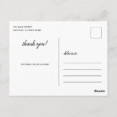 Pinselschrift dank Postcard / Weiß Postkarte (Rückseite)