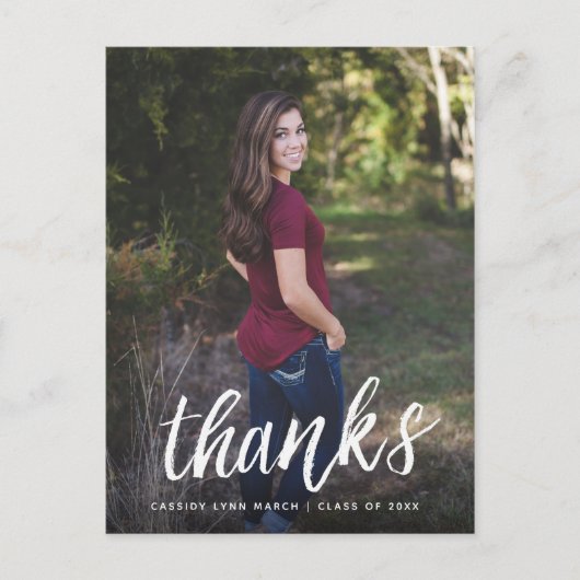 Pinselschrift dank Postcard / Weiß Postkarte (Vorderseite)