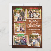 Pinselschrift Frohe Weihnachtsholzkunstband Feiertagskarte (Vorderseite)