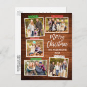 Pinselschrift Frohe Weihnachtsholzkunstband Postkarte (Vorne/Hinten)