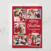 Pinselschrift Frohe Weihnachtskraft Red Feiertagskarte (Vorderseite)