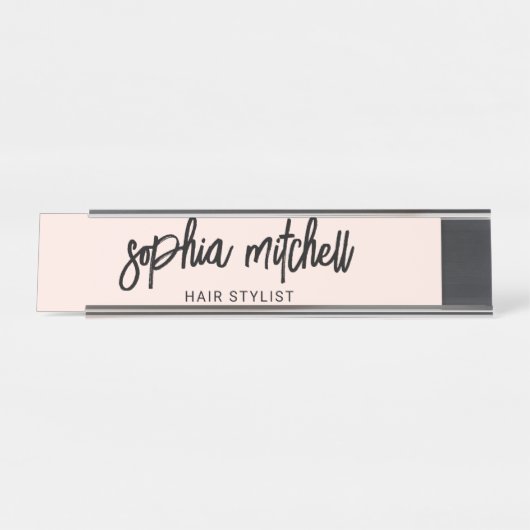 Pinselschrift Girly Blush Pink Schreibtischnamensplakette (Vorderseite )