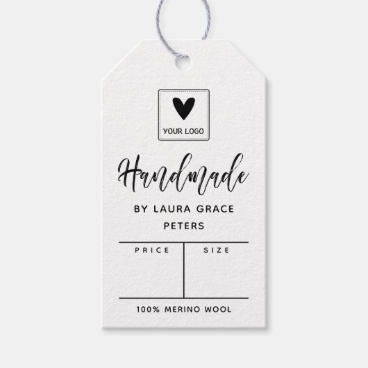 Pinselschrift handmade your logo Price Geschenkanhänger (Vorderseite)