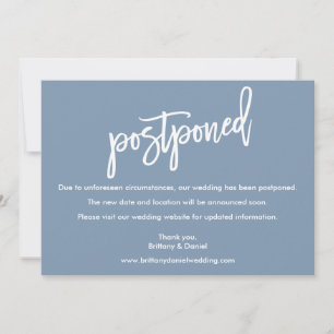 Pinselschrift Hochzeit verzögert Dusty Blue Card Save The Date