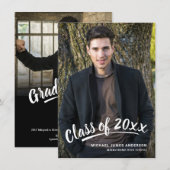 Pinselschrift Moderner Abschluss 2+Side Party Foto Einladung (Vorne/Hinten)