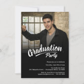 Pinselschrift Moderner Abschluss 2+Side Party Foto Einladung (Rückseite)