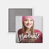 Pinselschrift Moderner Abschluss Announcement Squa Magnet (Vorderseite/Rückseite)