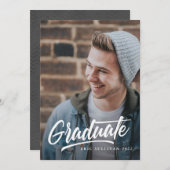 Pinselschrift Moderner Abschluss zweiseitiges Foto Einladung (Vorne/Hinten)