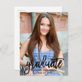 Pinselschrift Modernes Foto Abschluss Ankündigung (Vorne/Hinten)