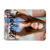 Pinselschrift Modernes Foto Abschluss Ankündigung Magnet (Horizontal)