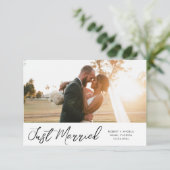 Pinselschrift Nur verheiratete Hochzeitsankündigun Dankeskarte (Stehend Vorderseite)