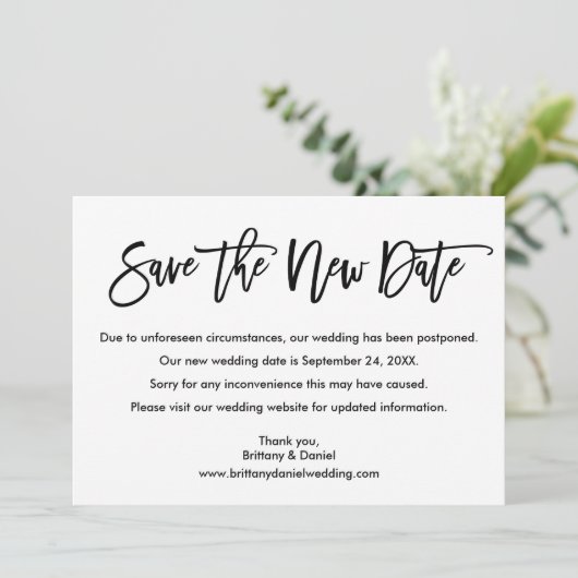 Pinselschrift Rette die neue Date Wedding Card Save The Date (Stehend Vorderseite)