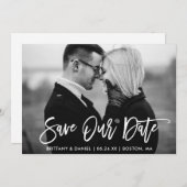 Pinselschrift Rette unsere Datums-Schwarz-Weiß-Kar Dankeskarte (Vorne/Hinten)