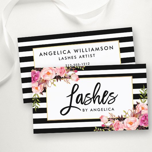 Pinselschrift Rosa Floral Strickte Strickfarben Visitenkarte