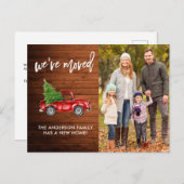 Pinselschrift Rustikale Adressenänderung Red Truck Postkarte (Vorne/Hinten)