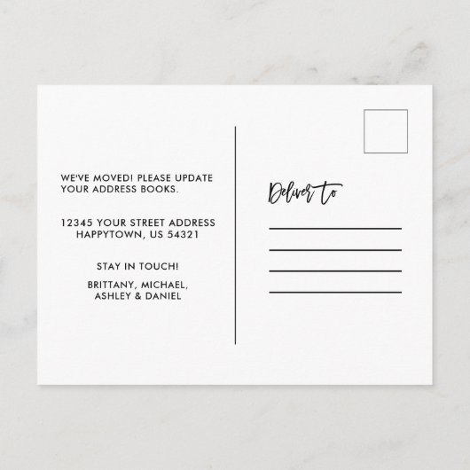 Pinselschrift Rustikale Adressenänderung Red Truck Postkarte (Rückseite)