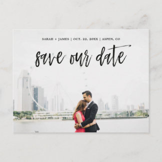 Pinselschrift Save the Date Ankündigungspostkarte