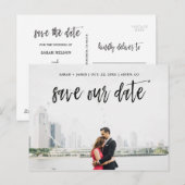 Pinselschrift Save the Date Ankündigungspostkarte (Vorne/Hinten)