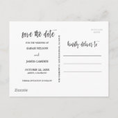 Pinselschrift Save the Date Ankündigungspostkarte (Rückseite)