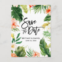 Pinselschrift Save the Date Tropical Coral Floral
