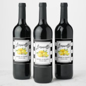 Pinselschrift Striped Limoncellon Lemons Labels Weinetikett (Flaschen)