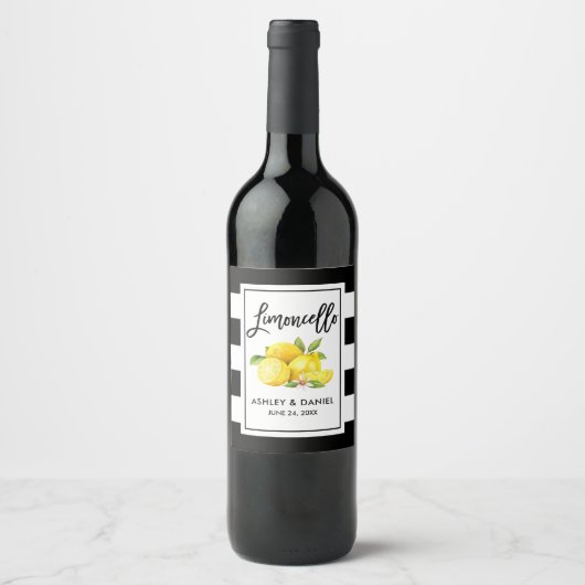 Pinselschrift Striped Limoncellon Lemons Labels Weinetikett (Vorderseite)