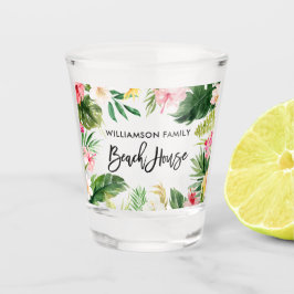 Pinselschrift Tropical Floral Greenerity Beach Hou Schnapsglas