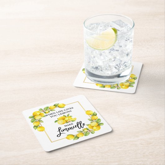 Pinselschrift Wasserfarbe Limoncello Rechteckiger Pappuntersetzer (Vor Ort)