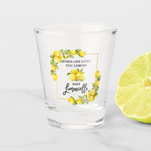 Pinselschrift Wasserfarbe Limoncello Schnapsglas (Vorderseite)