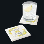 Pinselschrift Wasserfarbe Limoncello Steinuntersetzer<br><div class="desc">Moderne Pinselschrift Wasserfarben Zitronen,  wenn das Leben gibt Ihnen Zitronen machen Limoncello Stone Untersetzer</div>