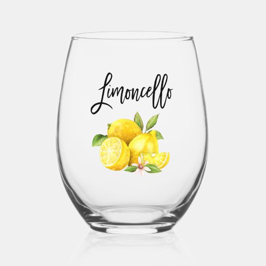 Pinselschrift Wasserfarbe Limoncello Weinglas Ohne Stiel (Vorderseite)