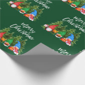 Pinselschrift Watercolor Gnomes Trees Green Geschenkpapier (Ecke)