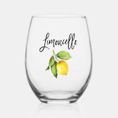 Pinselschrift Watercolor Lemon Limoncello Weinglas Ohne Stiel (Vorderseite)