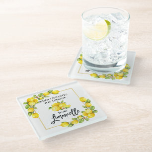 Pinselschrift Watercolor Lemons Limoncello Glasuntersetzer