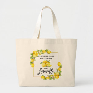 Pinselschrift Watercolor Lemons Limoncello Jumbo Stoffbeutel