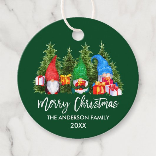 Pinselschrift Weihnachten Wasserfarben Bäume Geschenkanhänger (Vorderseite)