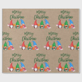 Pinselschrift Weihnachten Wasserfarben Gnomes Kraf Geschenkpapier (Flach)