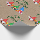 Pinselschrift Weihnachten Wasserfarben Gnomes Kraf Geschenkpapier (Ecke)