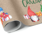 Pinselschrift Weihnachten Wasserfarben Gnomes Kraf Geschenkpapier (Rolleneckpunkt)