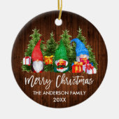 Pinselschrift Weihnachtsbaum Watercolor Gnomes Keramik Ornament (Vorne)