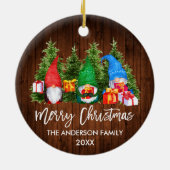 Pinselschrift Weihnachtsbaum Watercolor Gnomes Keramik Ornament (Hinten)