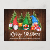 Pinselschrift Weihnachtsbaum Watercolor Gnomes Postkarte (Vorderseite)