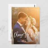 Pinselskript ändert das Foto des Datums Postkarte (Vorne/Hinten)