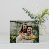 Pinselskript-Foto Hochzeitsskripte speichern Folie Einladungspostkarte (Stehend vorne)