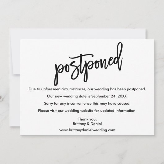 Pinselskript Hochzeit verschoben Neue Datumskarte Save The Date (Vorderseite)