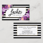 Pinselskript Lila Bläschen Strichen Visitenkarte (Vorne/Hinten)