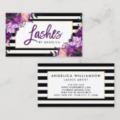 Pinselskript Lila Striche Visitenkarte (Vorne/Hinten)