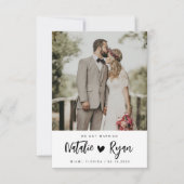 Pinselskript Schwarz-Weiß-Hochzeitsankündigung (Vorderseite)