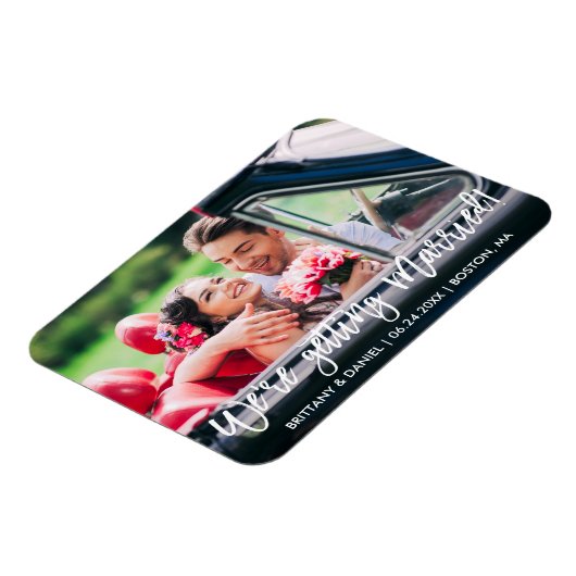 Pinselskript Wir werden Save the Date heiraten Magnet (Linke Seite)